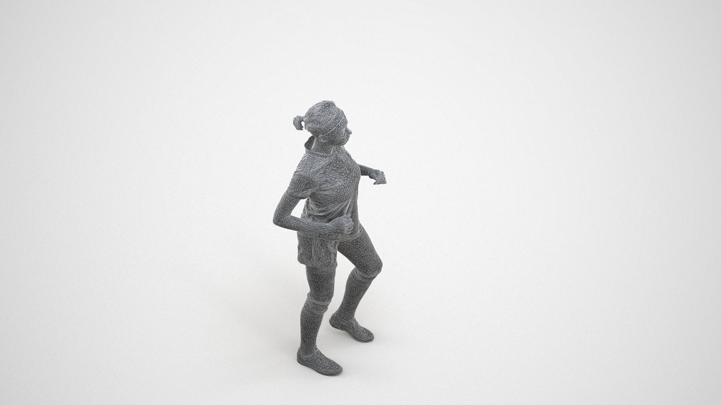 scanned 3D woman sport, photogrammetry people for Enscape and V-Ray, wireframe three-quarter view