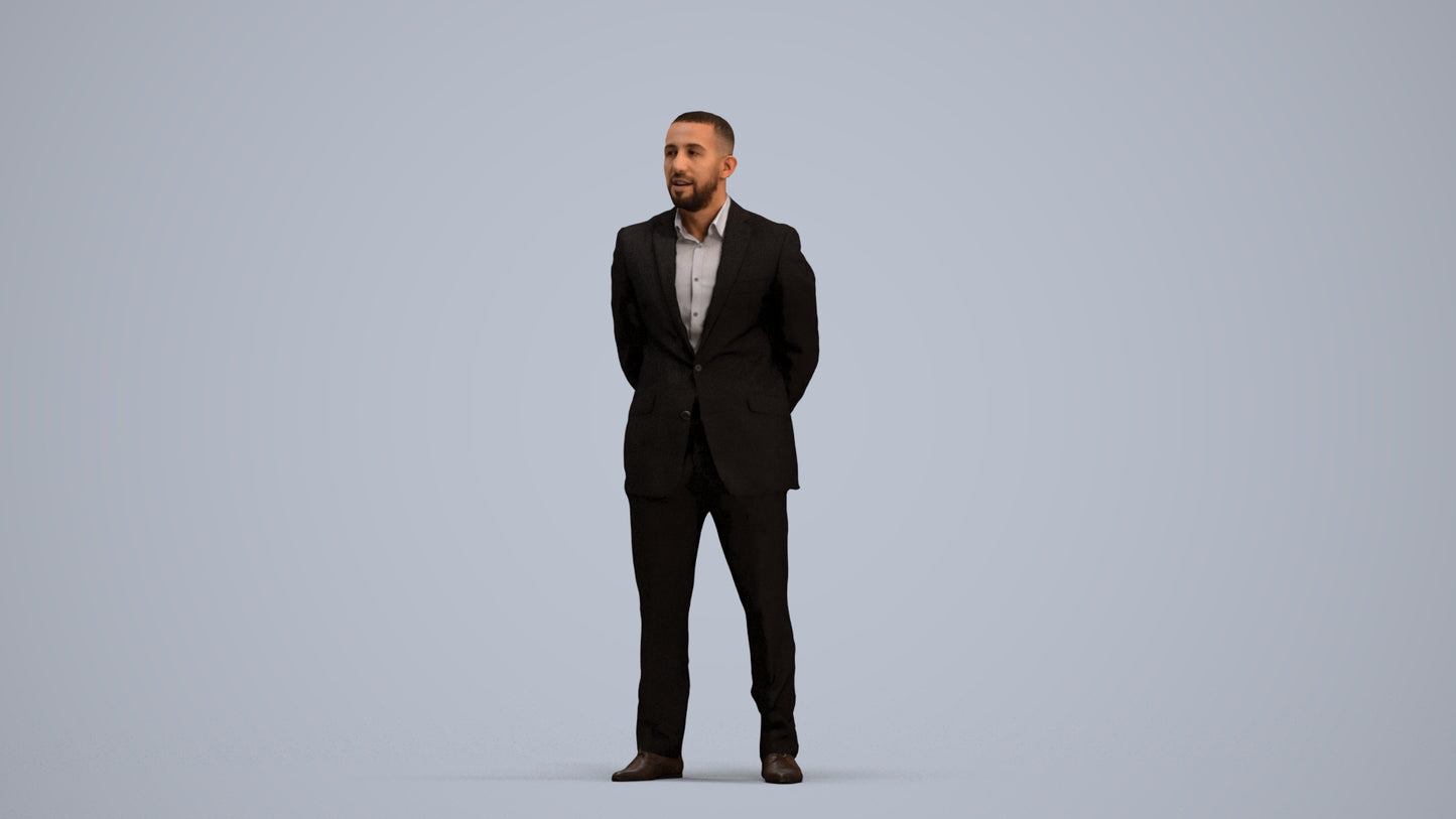 3D scanned man business, photorealistic archviz people for Enscape and SketchUp, standing pose render