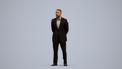 3D scanned man business, photorealistic archviz people for Enscape and SketchUp, standing pose render