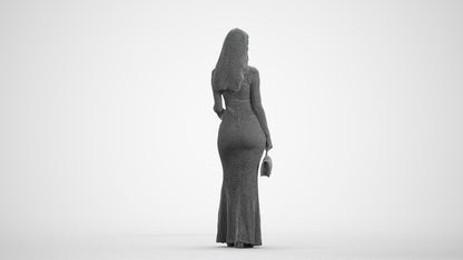 3D people model woman formal walking, scanned human for 3ds Max rendering, wireframe front view