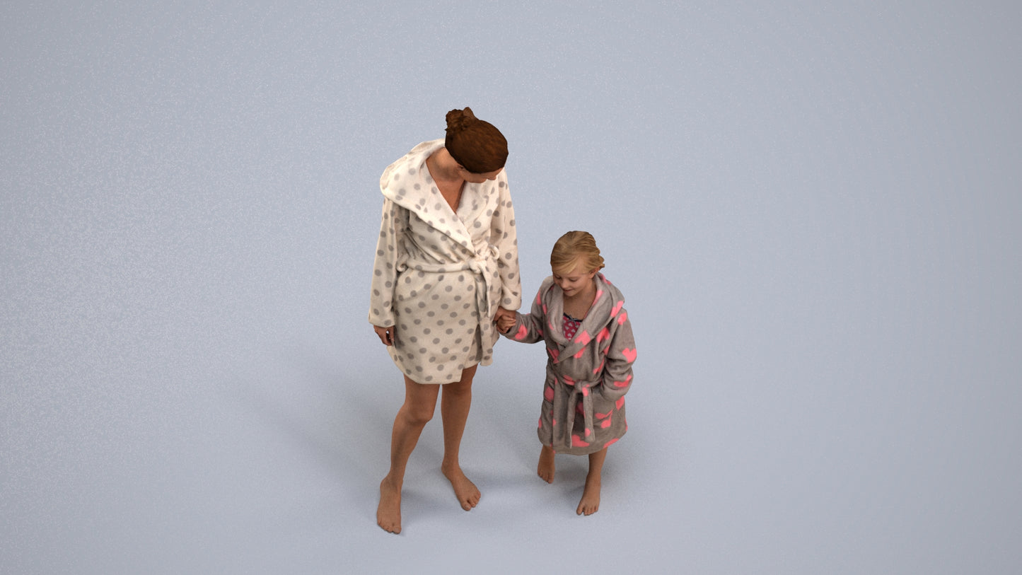 realistic 3D human girl casual kids, archviz people FBX OBJ for Blender, back view render