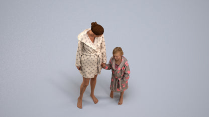 realistic 3D human girl casual kids, archviz people FBX OBJ for Blender, back view render