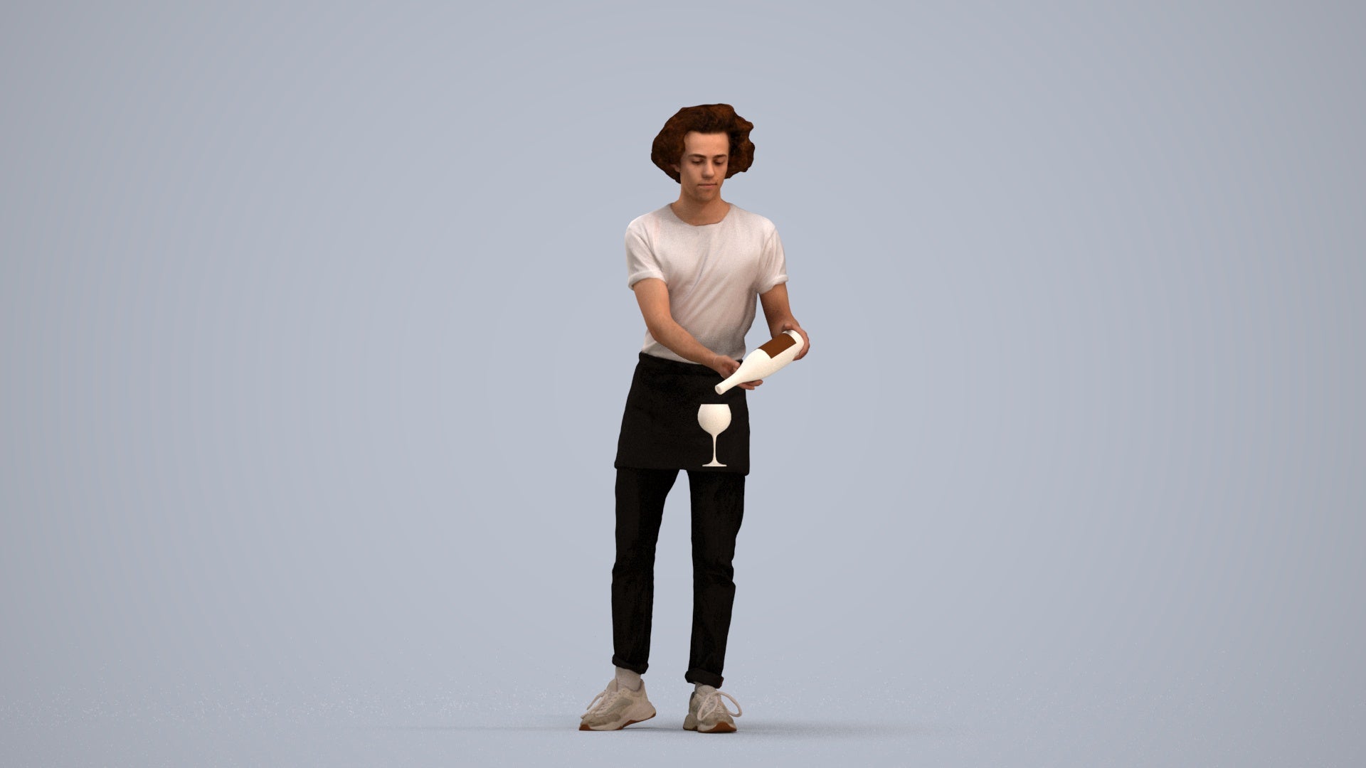 realistic 3D human man hospitality, archviz people FBX OBJ for Blender, standing pose render