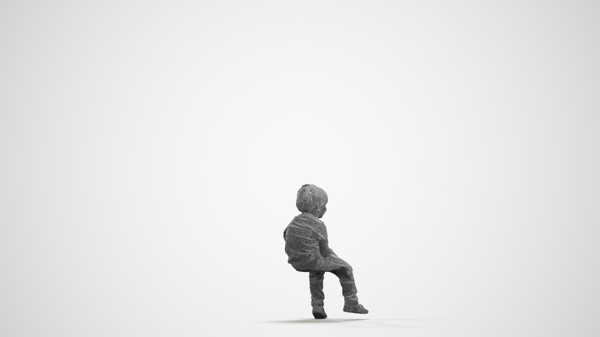 3D human model boy casual kids, photogrammetry scanned person for archviz, wireframe front view