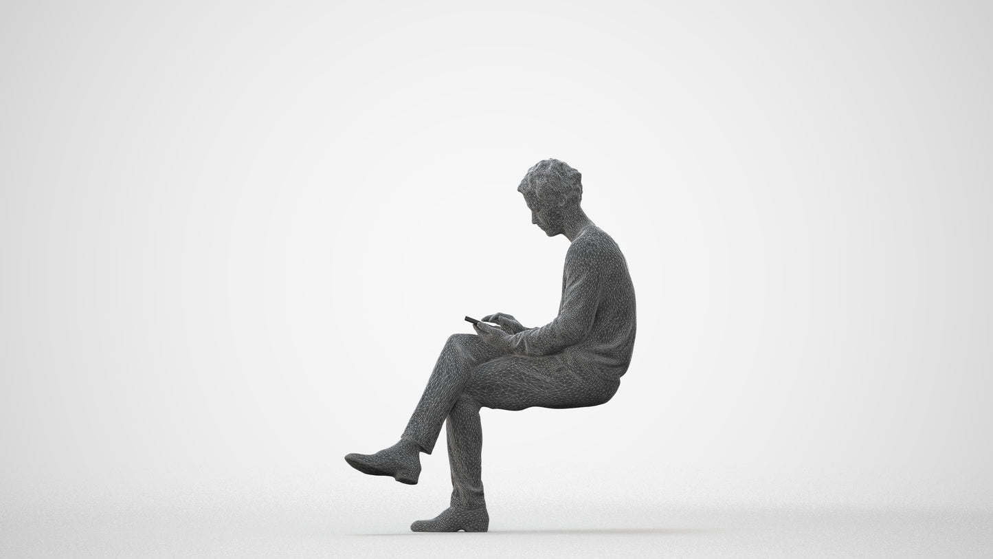 realistic 3D people man casual sitting, render-ready for V-Ray and Corona, FBX OBJ, square thumbnail
