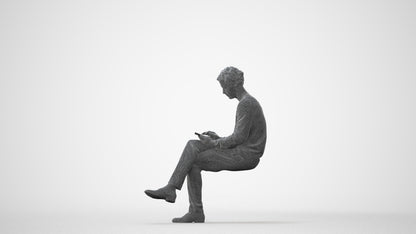 realistic 3D people man casual sitting, render-ready for V-Ray and Corona, FBX OBJ, square thumbnail