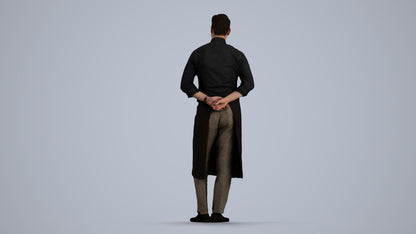 scanned 3D man hospitality, photogrammetry people for Enscape and V-Ray, front view render