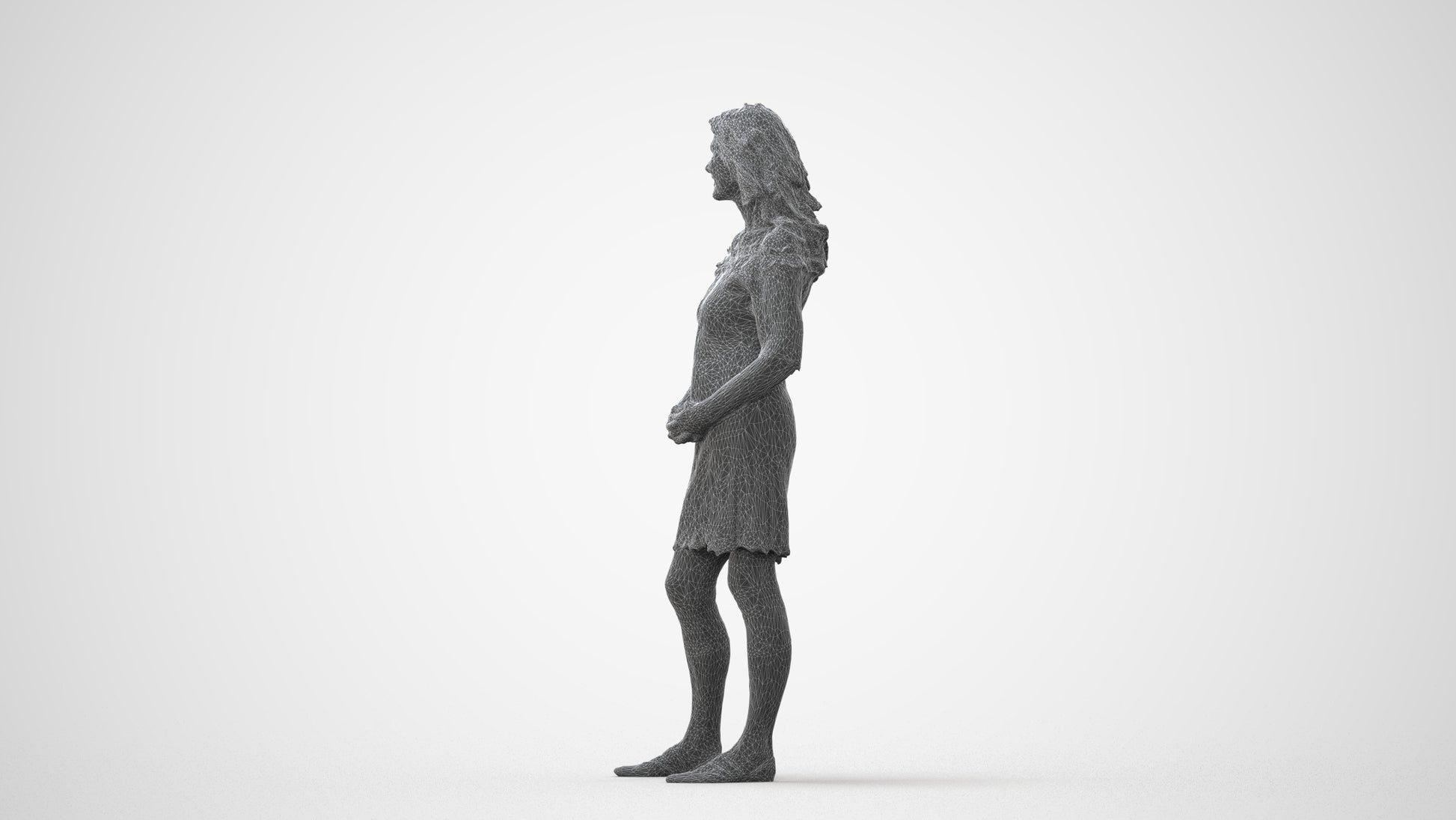 photogrammetry 3D senior woman casual standing, realistic human model archviz FBX, square thumbnail