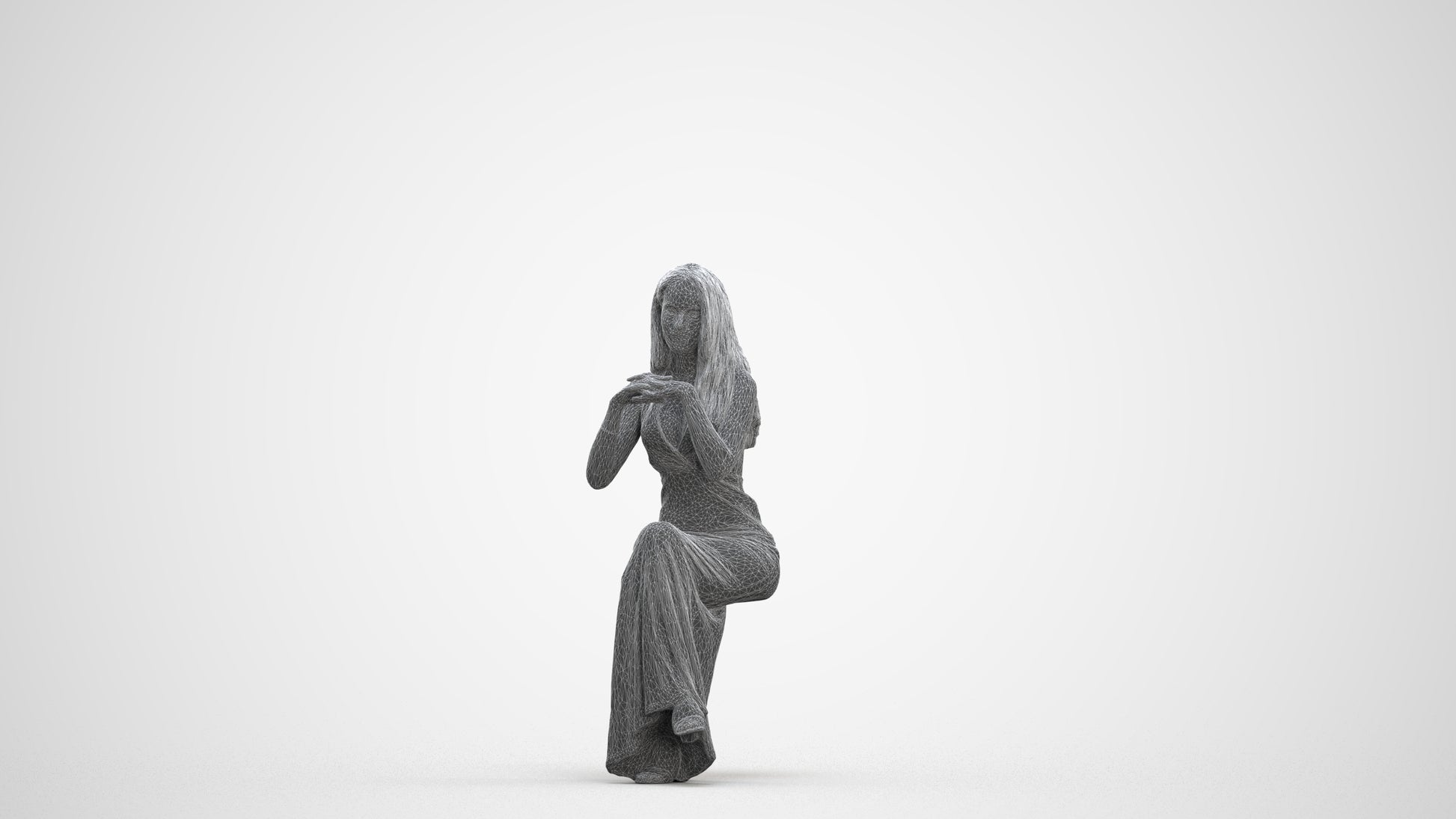 scanned 3D woman business formal, photogrammetry people for Enscape and V-Ray, three-quarter front view render