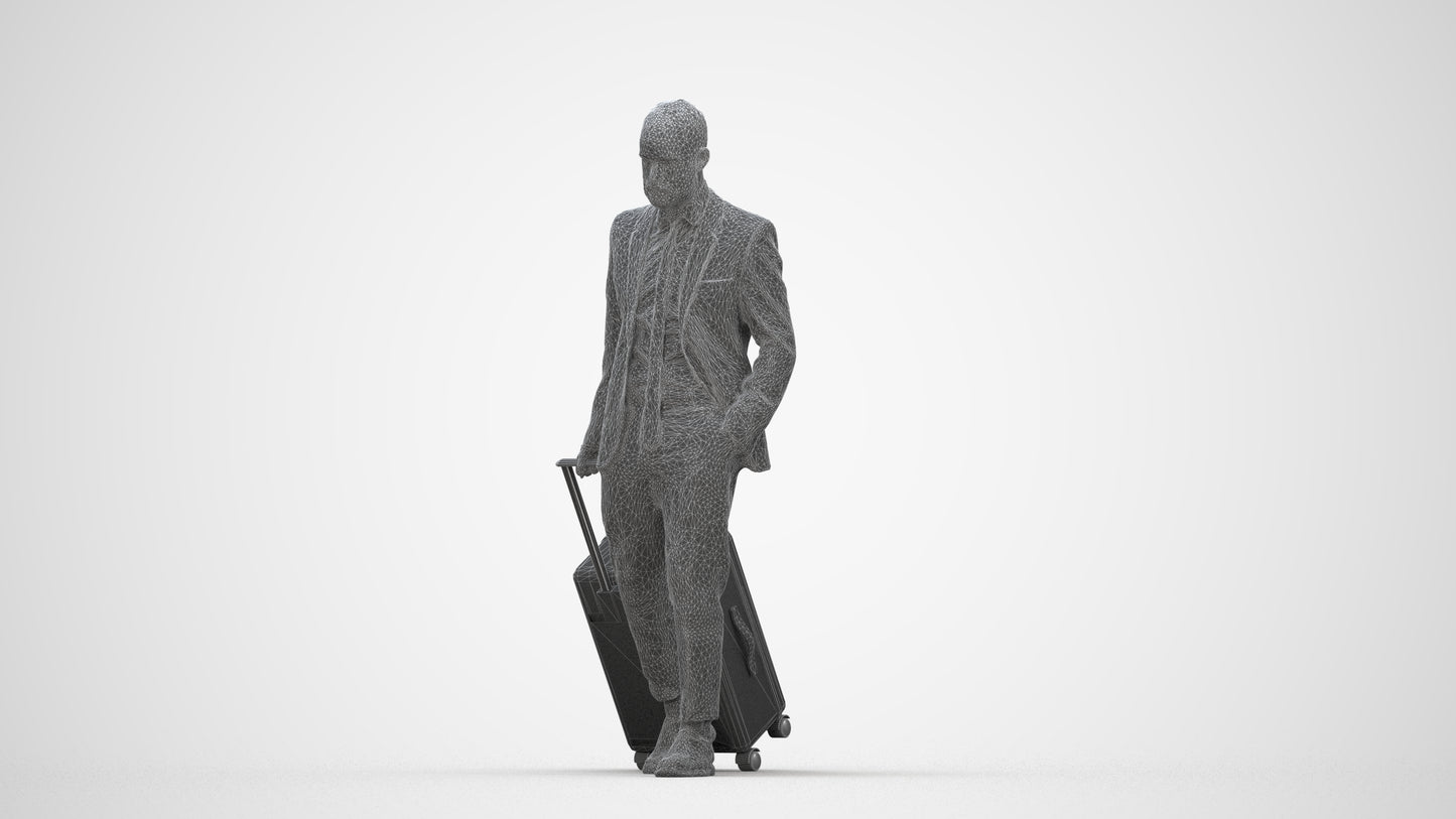 realistic 3D people man business, render-ready for V-Ray and Corona, FBX OBJ, wireframe back view