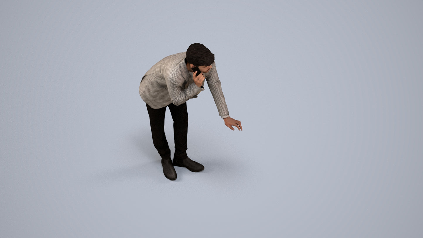 realistic 3D man business, scanned archviz people for Blender and 3ds Max, back view render