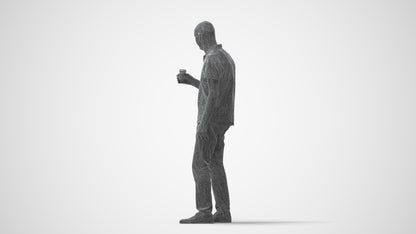 3D scanned senior man standing casual, photorealistic archviz people for Enscape and SketchUp, square thumbnail