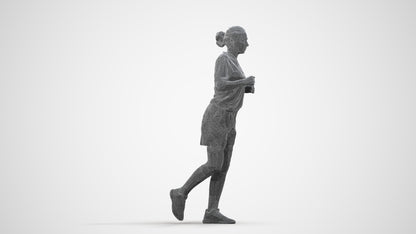 3D people model woman sport, scanned human for 3ds Max rendering, wireframe side view