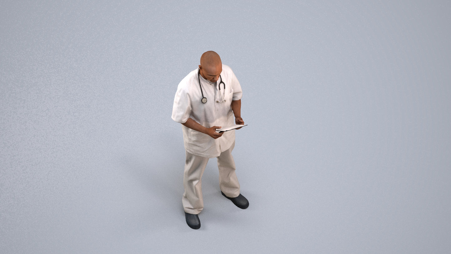 3D people model man medical, scanned human for 3ds Max rendering, back view render