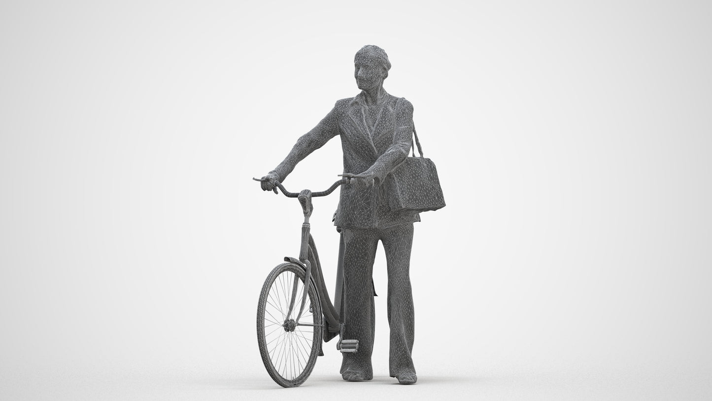 realistic 3D people senior woman business cycling, render-ready for V-Ray and Corona, FBX OBJ