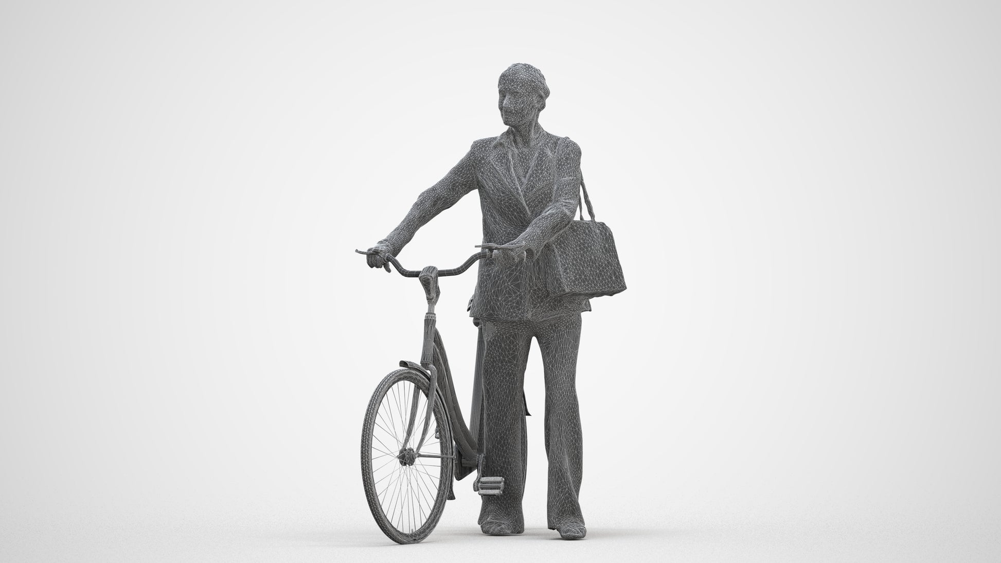 realistic 3D people senior woman business cycling, render-ready for V-Ray and Corona, FBX OBJ