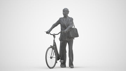 realistic 3D people senior woman business cycling, render-ready for V-Ray and Corona, FBX OBJ