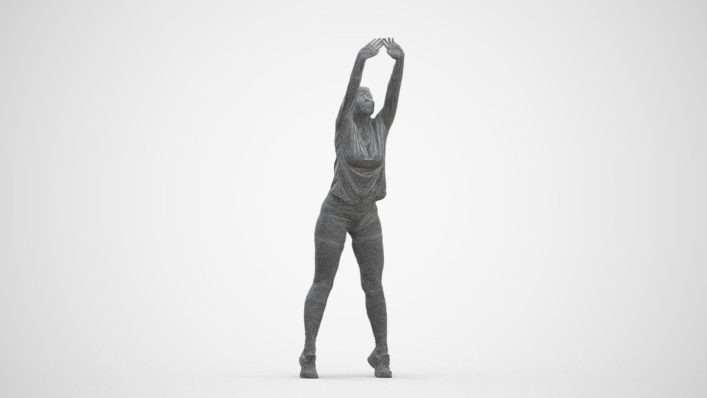 3D scanned woman sport, photorealistic archviz people for Enscape and SketchUp, three-quarter front view render