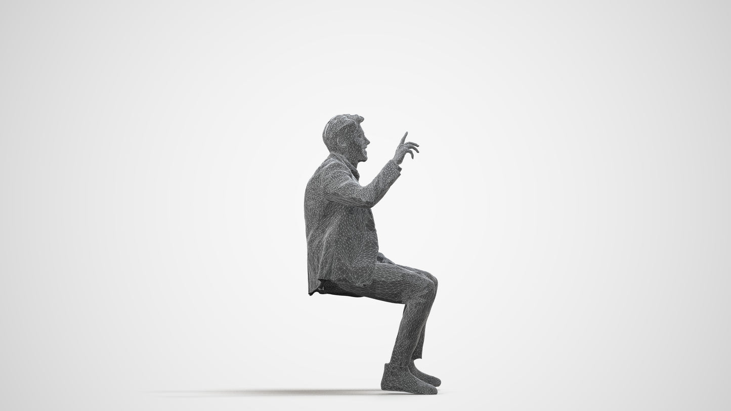 photogrammetry 3D man business, realistic human model archviz FBX, wireframe side view