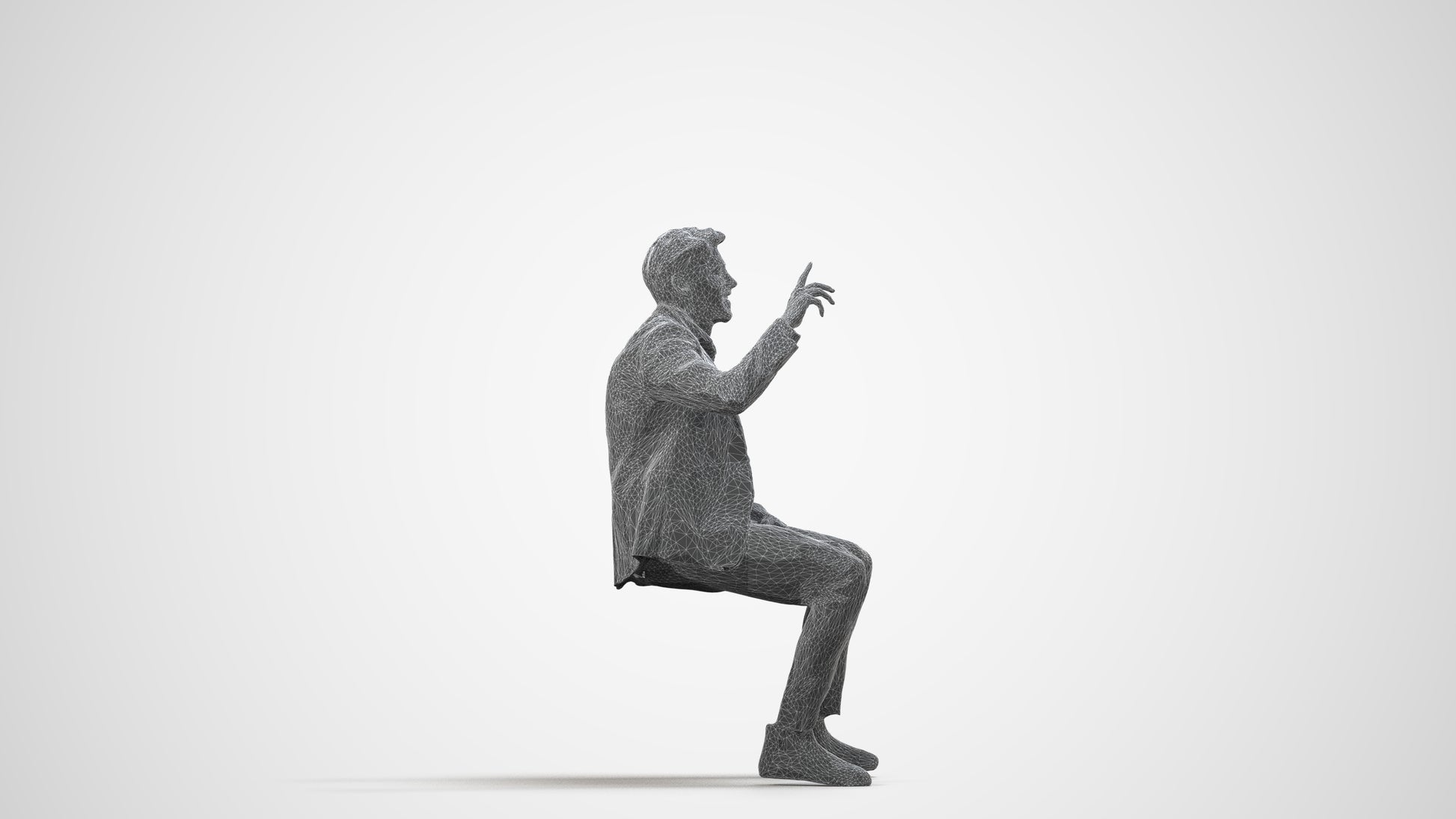 photogrammetry 3D man business, realistic human model archviz FBX, wireframe side view