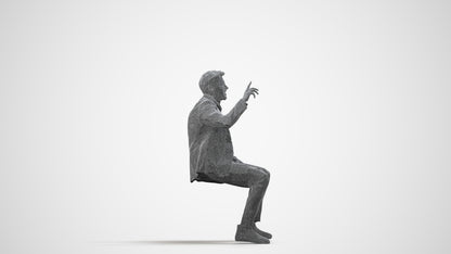 photogrammetry 3D man business, realistic human model archviz FBX, wireframe side view
