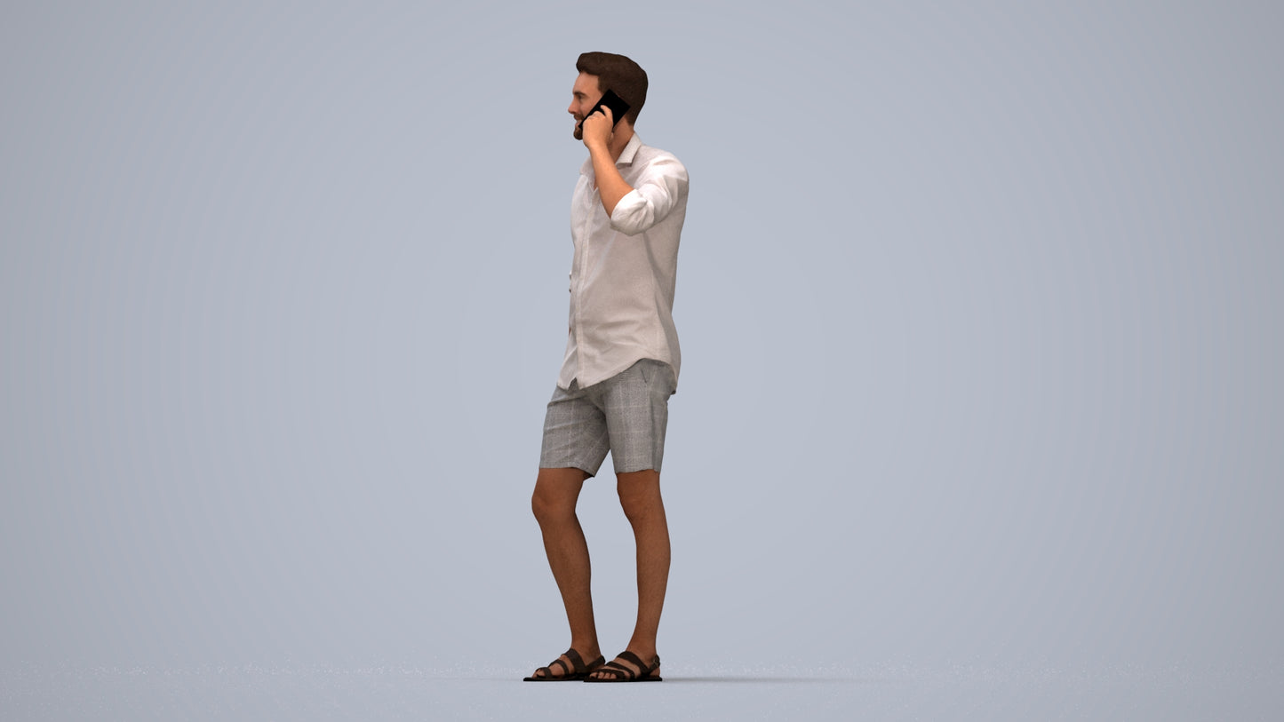 scanned 3D man casual standing, photogrammetry people for Enscape and V-Ray, top-down view render