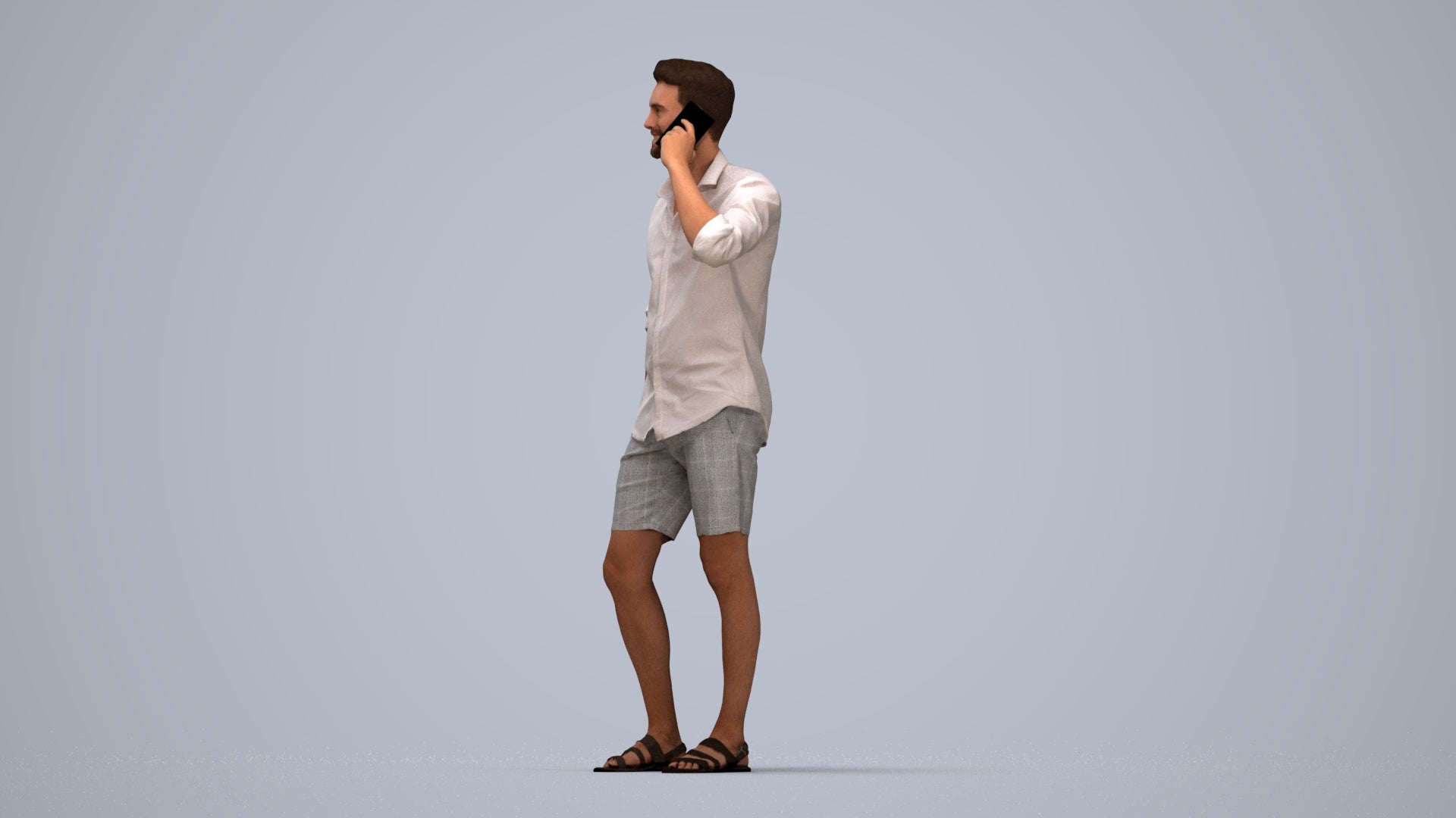 scanned 3D man casual standing, photogrammetry people for Enscape and V-Ray, top-down view render