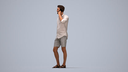scanned 3D man casual standing, photogrammetry people for Enscape and V-Ray, top-down view render