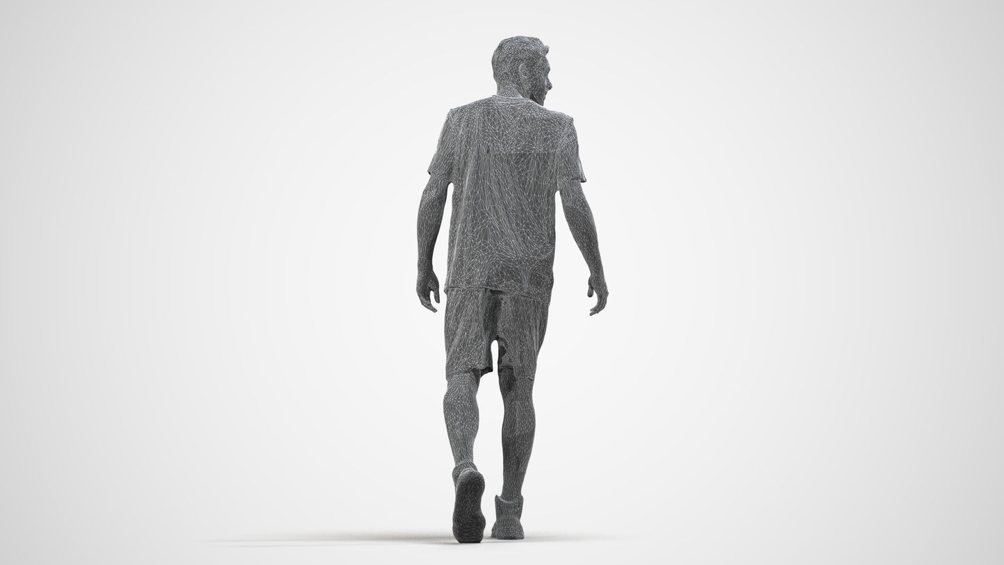photogrammetry 3D man sport, realistic human model archviz FBX, wireframe side view