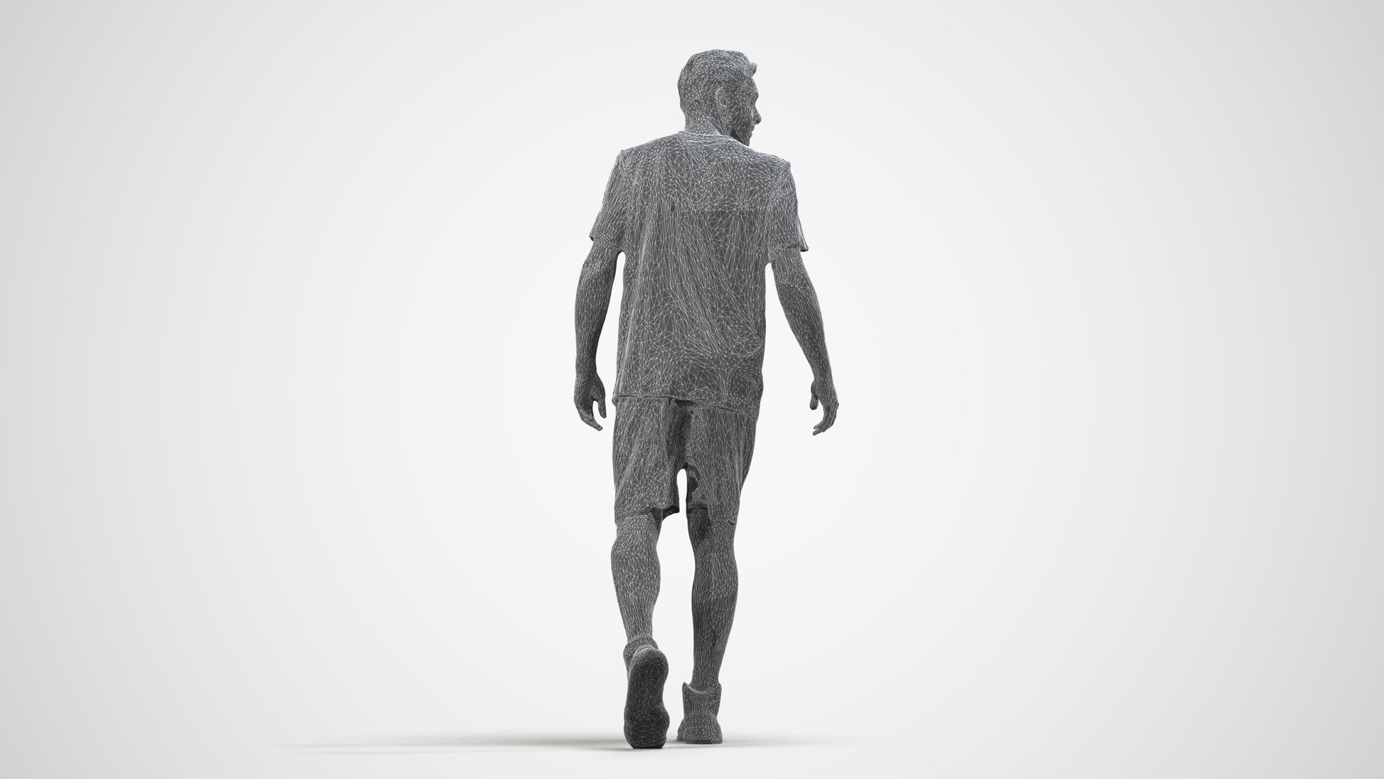 photogrammetry 3D man sport, realistic human model archviz FBX, wireframe side view