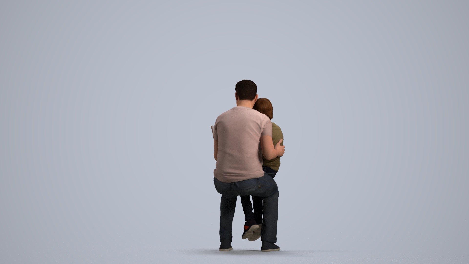 3D human model boy casual kids, photogrammetry scanned person for archviz, front view render