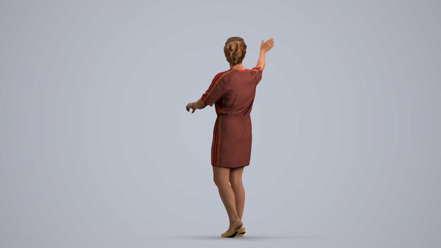realistic 3D woman casual standing, scanned archviz people for Blender and 3ds Max, front view render