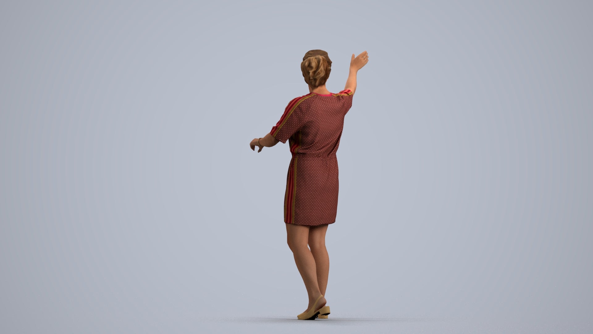 realistic 3D woman casual standing, scanned archviz people for Blender and 3ds Max, front view render