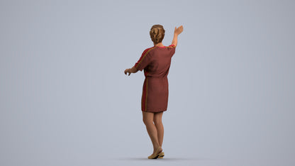 realistic 3D woman casual standing, scanned archviz people for Blender and 3ds Max, front view render