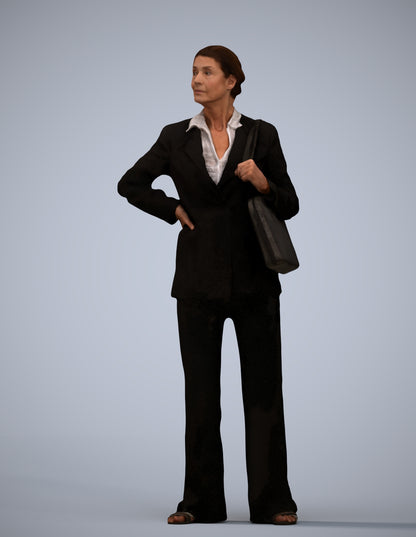 3D human model senior woman business, photogrammetry scanned person for archviz