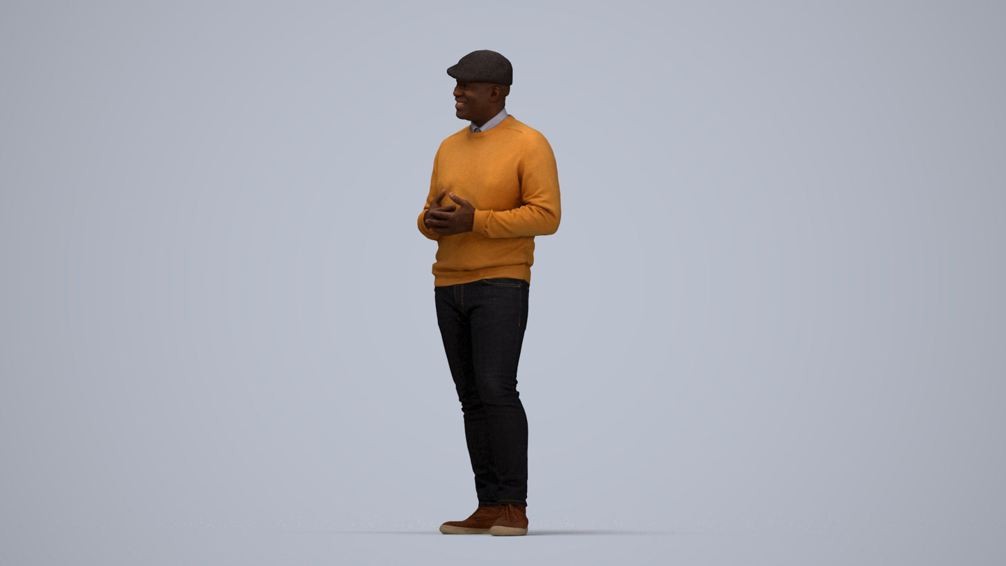 realistic 3D man casual standing, scanned archviz people for Blender and 3ds Max, top-down view render
