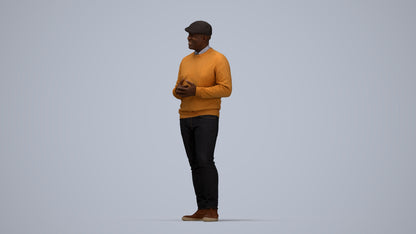 realistic 3D man casual standing, scanned archviz people for Blender and 3ds Max, top-down view render