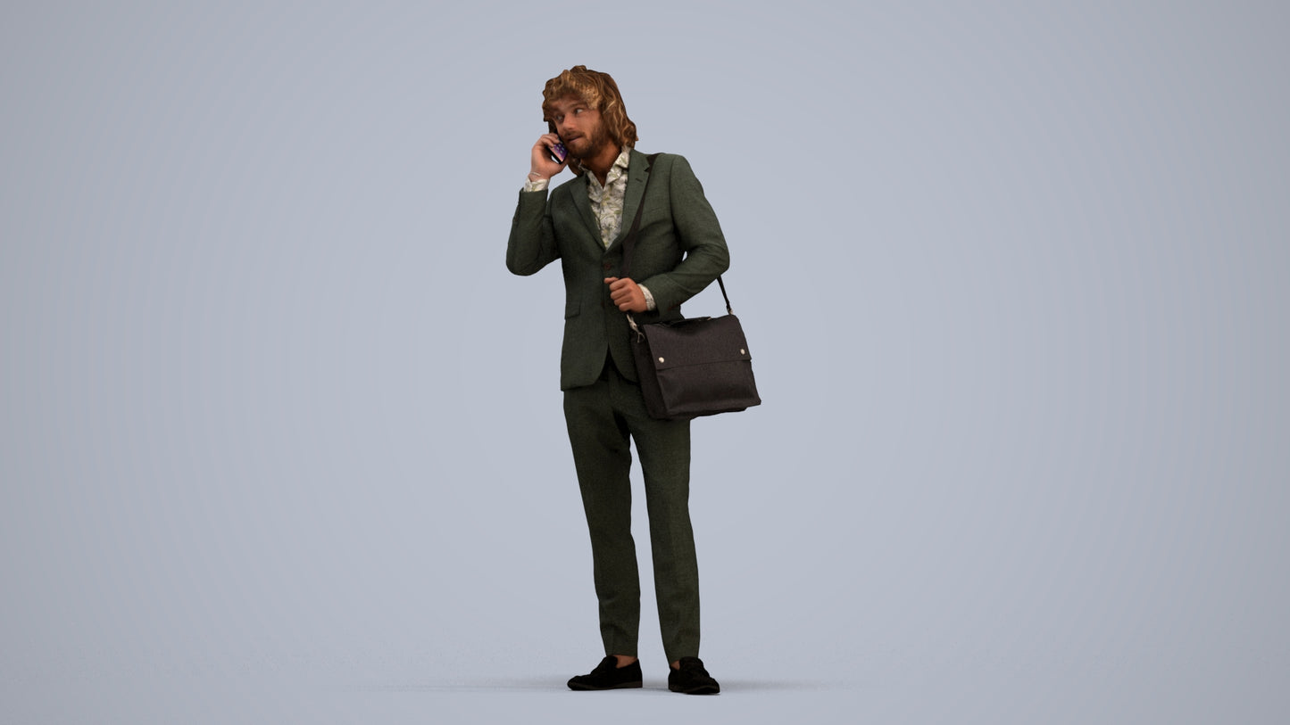 3D scanned man business, photorealistic archviz people for Enscape and SketchUp, standing pose render