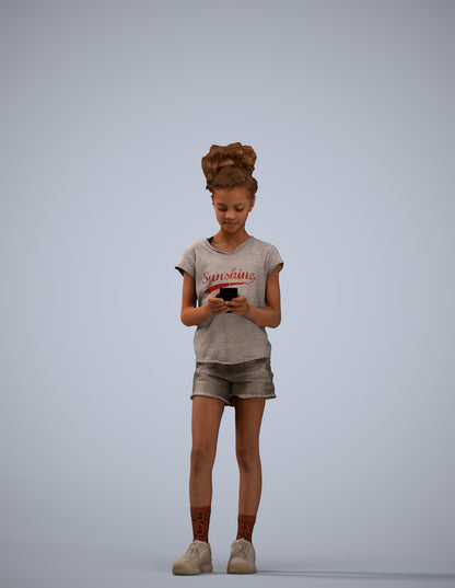 photogrammetry 3D girl casual kids, realistic human model archviz FBX