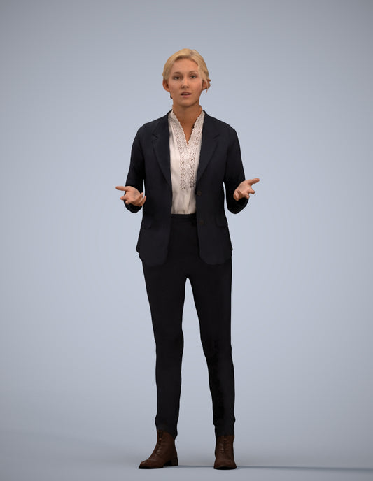 3D scanned woman business, photorealistic archviz people for Enscape and SketchUp