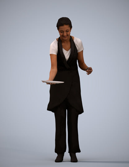 realistic 3D human woman hospitality, archviz people FBX OBJ for Blender