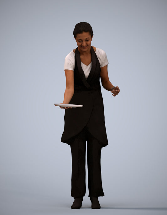 realistic 3D human woman hospitality, archviz people FBX OBJ for Blender