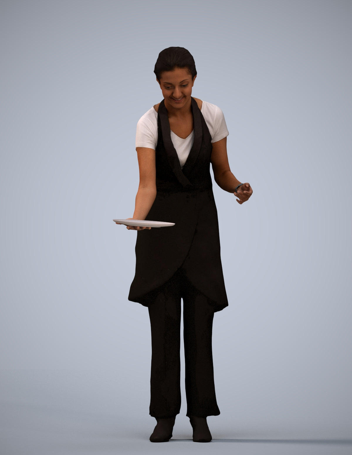 realistic 3D human woman hospitality, archviz people FBX OBJ for Blender