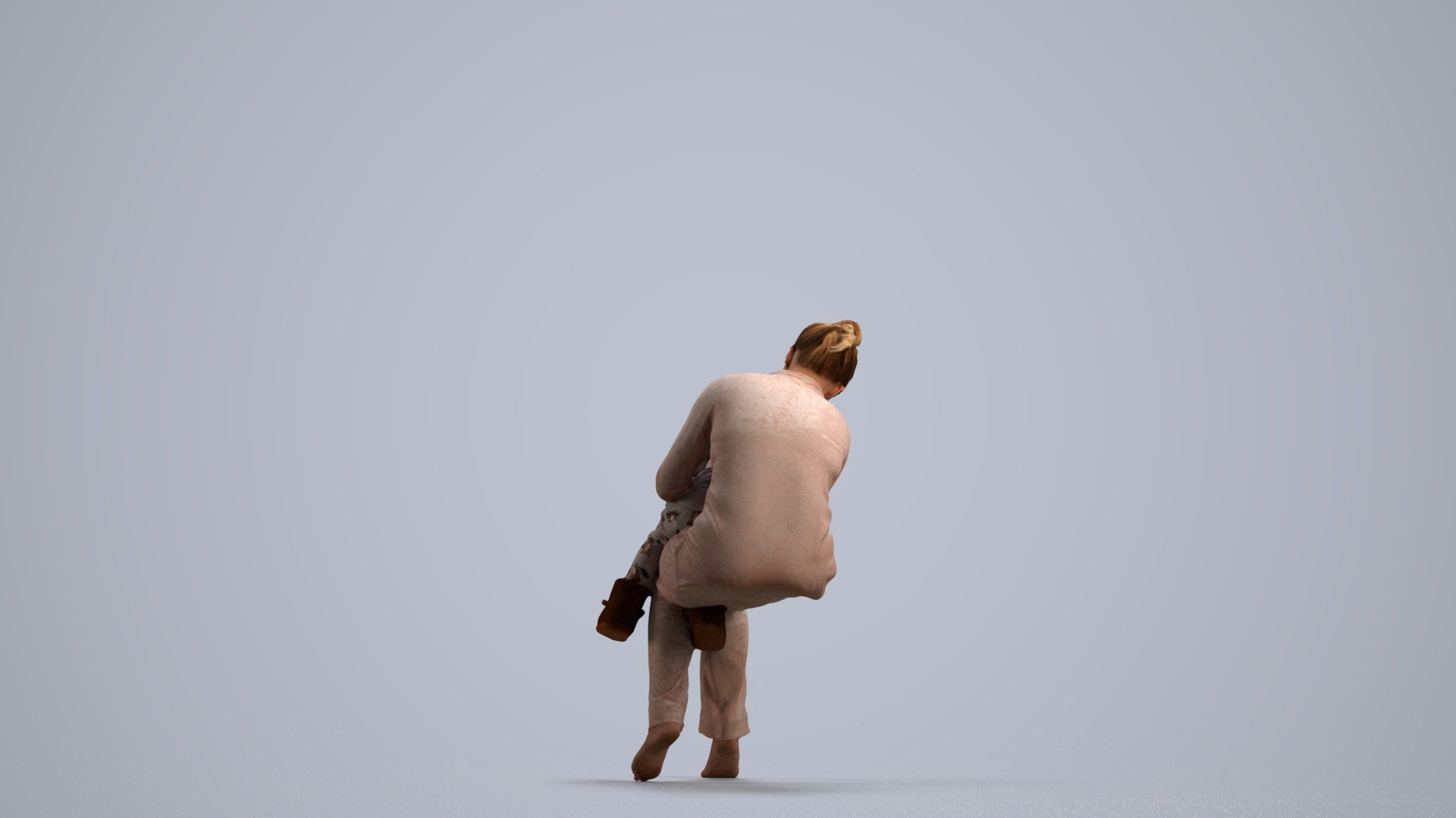3D people model girl kids, scanned human for 3ds Max rendering, front view render