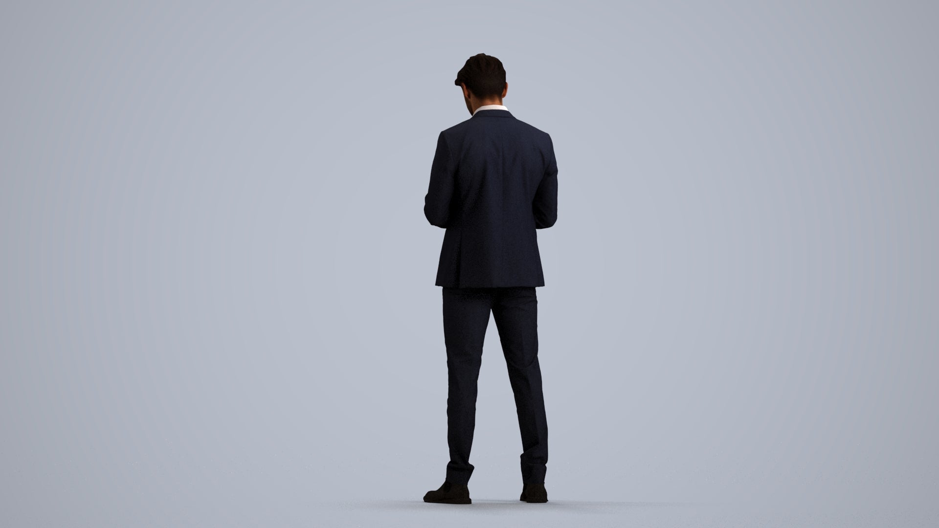 3D people model man business, scanned human for 3ds Max rendering, front view render