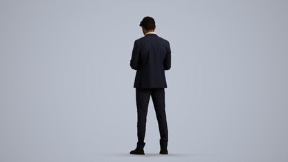 3D people model man business, scanned human for 3ds Max rendering, front view render