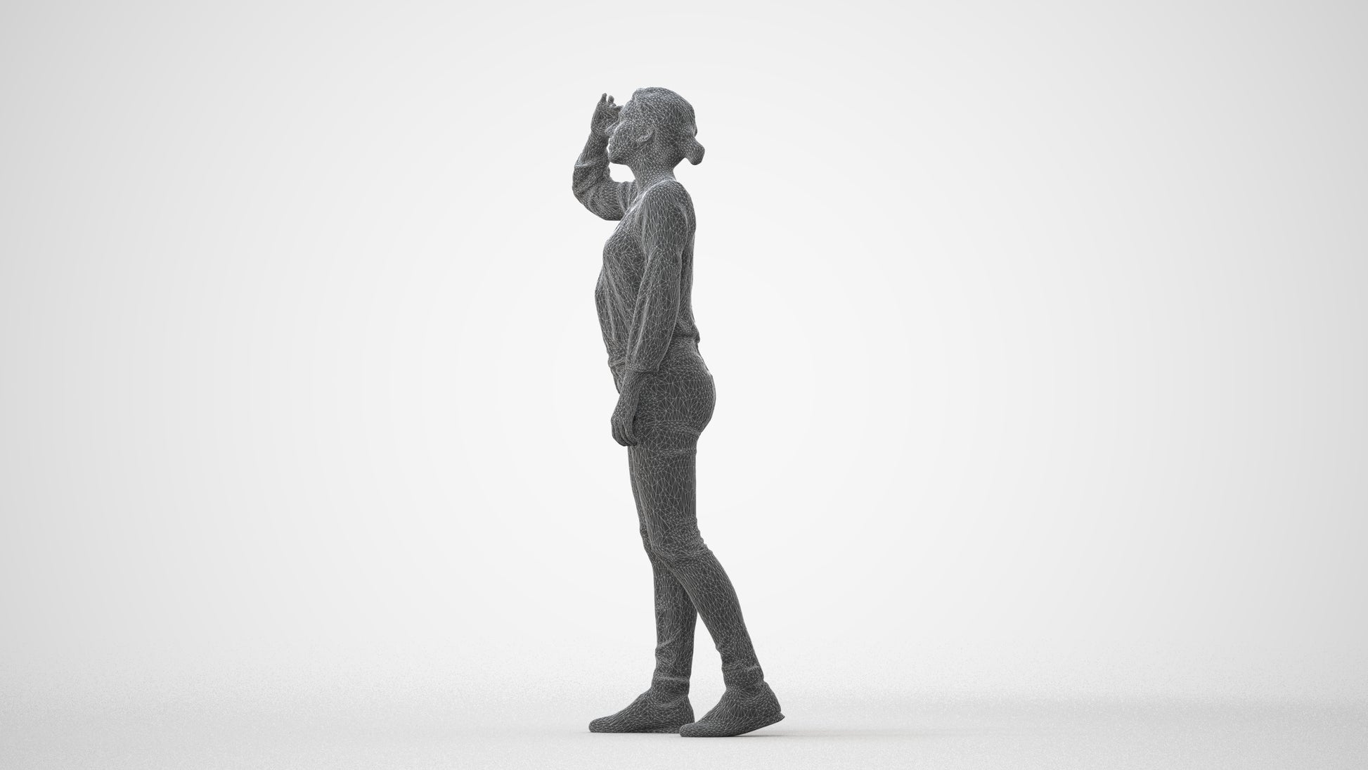 3D scanned woman standing casual, photorealistic archviz people for Enscape and SketchUp, square thumbnail