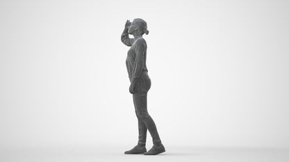 3D scanned woman standing casual, photorealistic archviz people for Enscape and SketchUp, square thumbnail