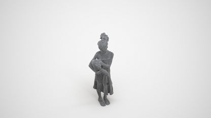 realistic 3D girl casual kids, scanned archviz people for Blender and 3ds Max, wireframe three-quarter view