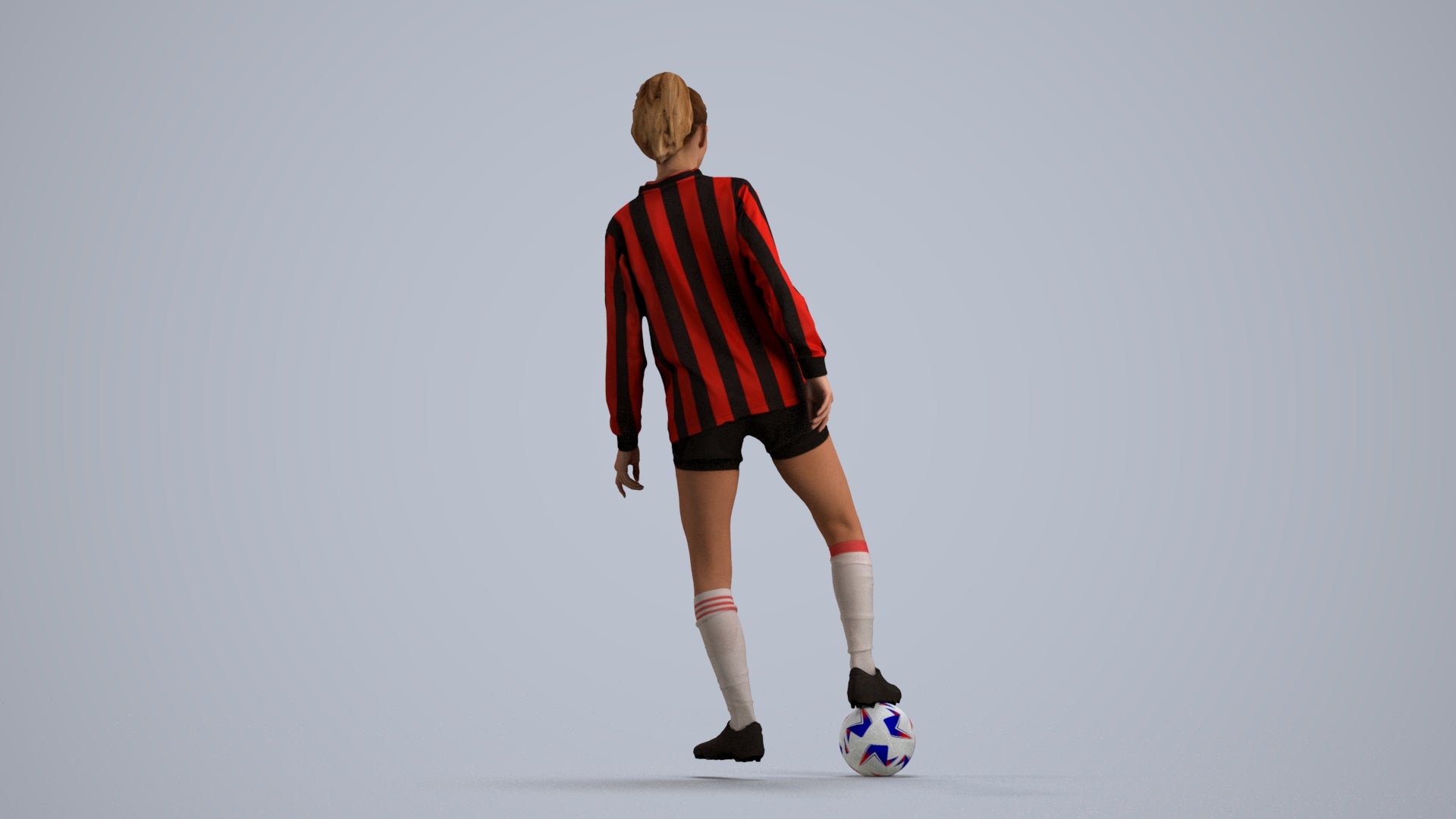 realistic 3D woman sport, scanned archviz people for Blender and 3ds Max, front view render